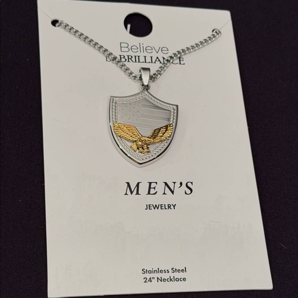 Believe by Brilliance Men's Titanium Steel of Silver and Gold Necklace